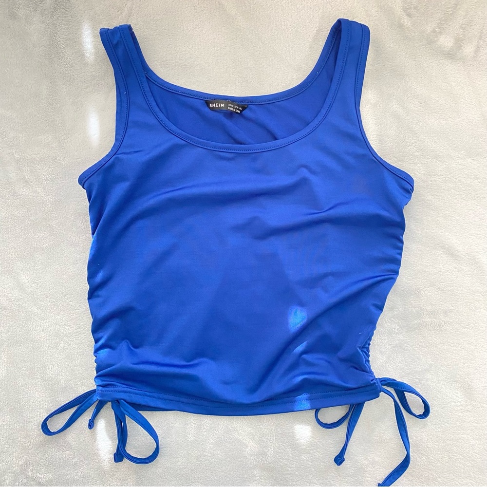 Scrunch drawstring tank top cropped shirt